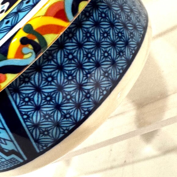 Super Bone Hankook Blue Animal Print Porcelain Trinket Box Jewerly Ceramic Bowl - Picture 7 of 12